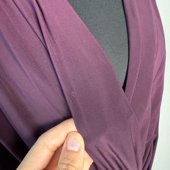 Misa Los Angeles Teget Twist Front Draped Mini Dress Bell Sleeves Plum Purple Si - Picture 9 of 14